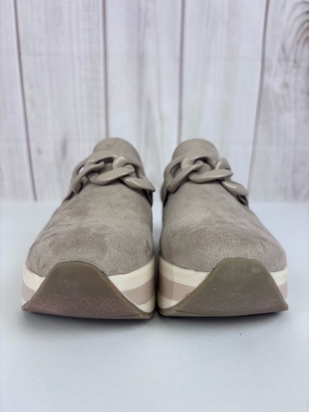 Madden NYC Platform Slip-On Loafer Chain Detail Chunky Sneakers Taupe Size 7 - Picture 7 of 16